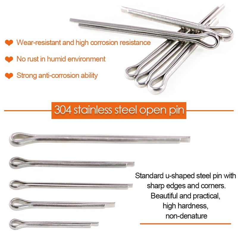 Rustark 110Pcs 6 Sizes 304 Stainless Steel Cotter Pin Clip Key Fastener Fitting Assortment Kit for Automotive Mechanics Small Engine Repair - Image 4